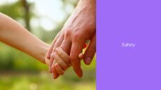 5 Essential Conversations Flier on Safety with child hand holding parent hand
