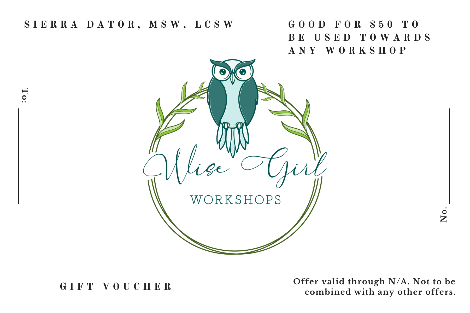 Wise Girl Workshops Gift Certificate